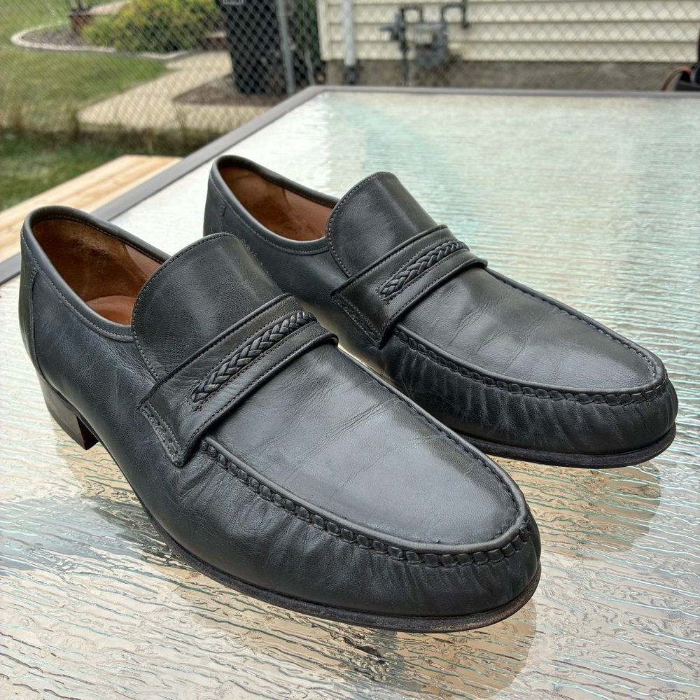 Grenson True Moccasin Grey Leather Penny Loafers